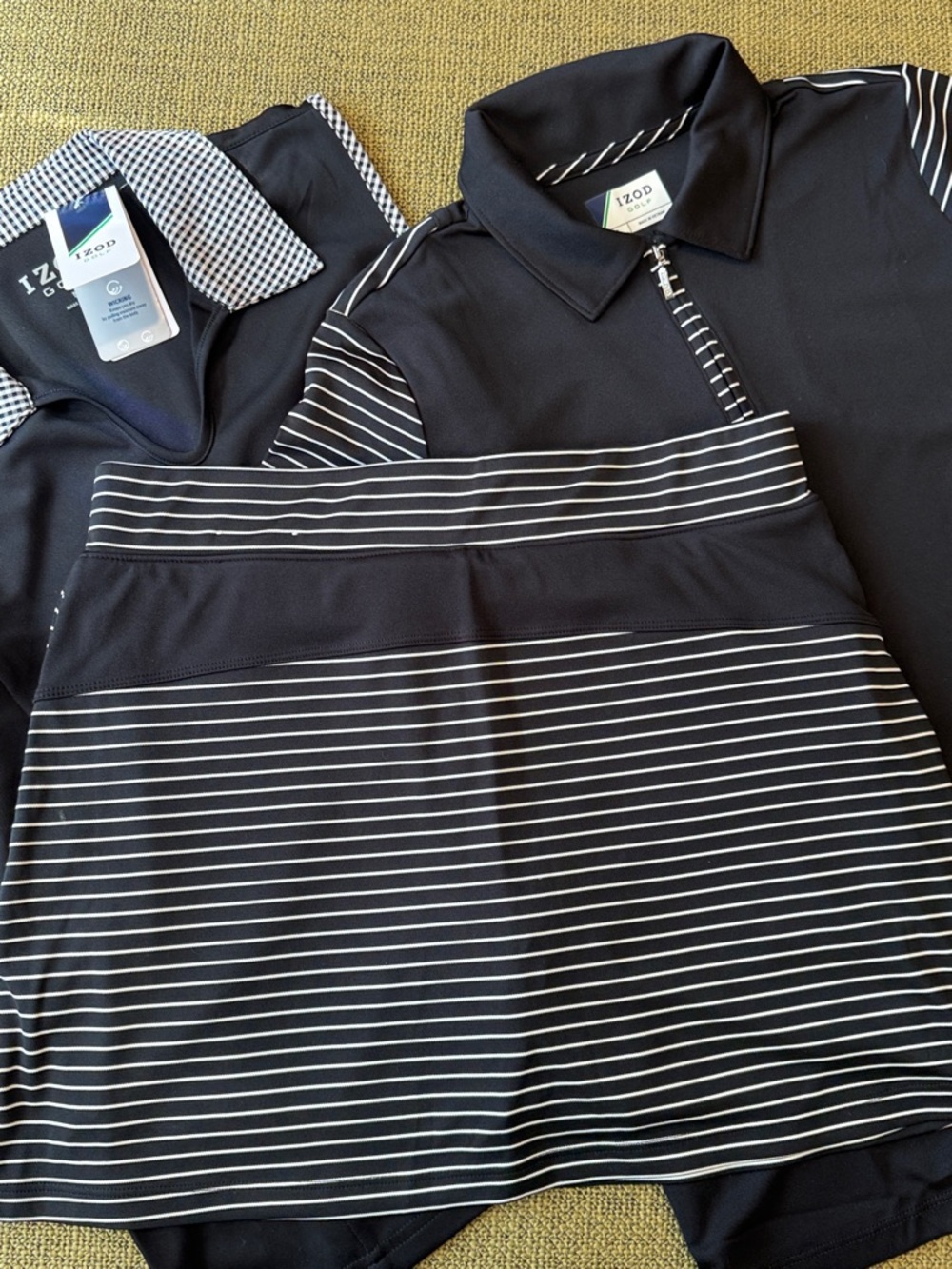 *Izod Golf Bundle Polo Shirt V-Neck Tops Skirt Black White Stripe Skort Medium - Picture 5 of 8